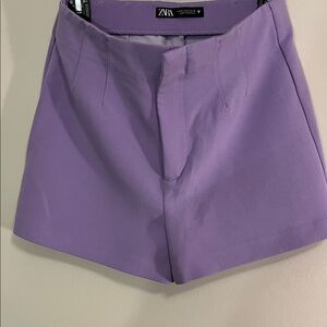 Zara Women's Lavender High Waist Shorts